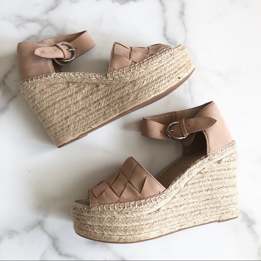 Marc Fisher Adalla Platform Espadrille Wedge Sandal Light Pink Size 9.5